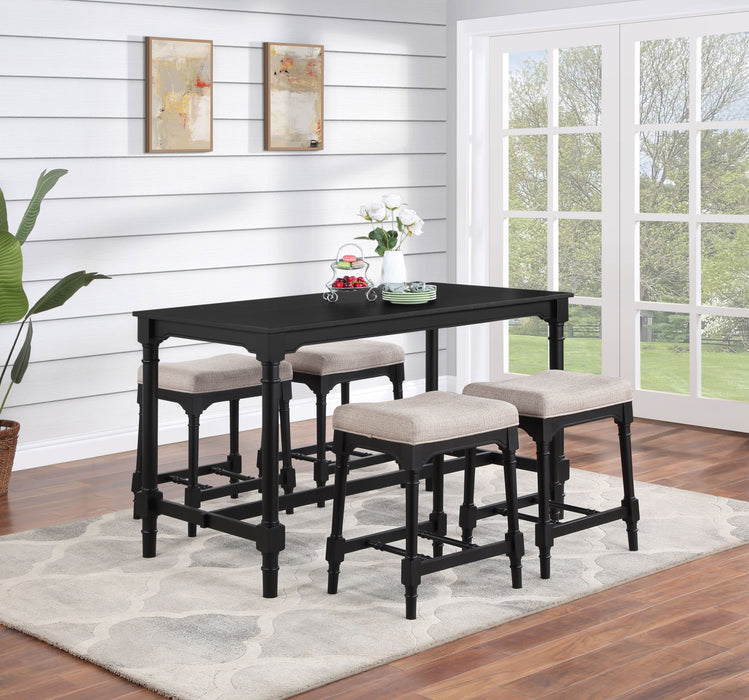 Martina 5-piece Rectangular Spindle Leg Counter Height Dining Set Oatmeal and Black image