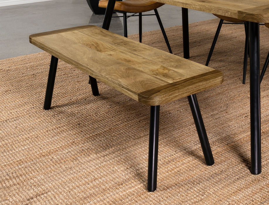 Maverick Rectangular Dining Bench Natural Mango and Black image