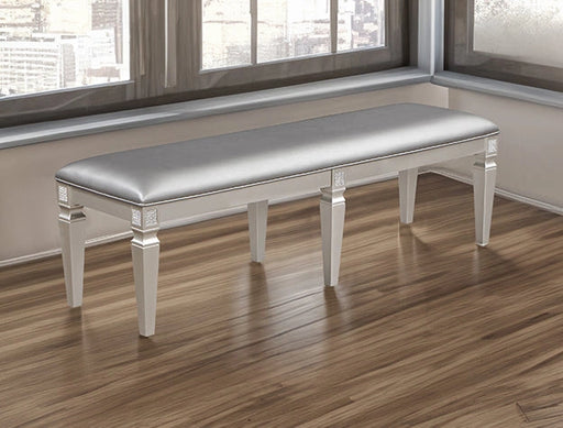 Crown Mark Klina Glam Dining Bench in Light Gray image
