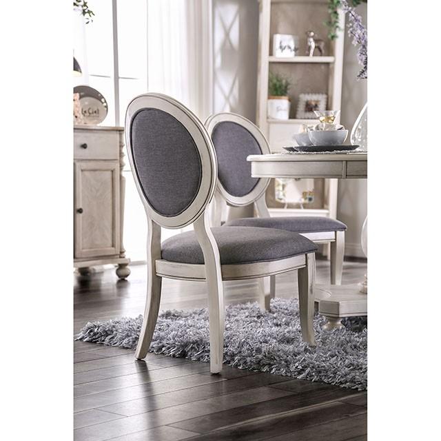 Kathryn Antique White/Gray Side Chair, Antique White (2/CTN)