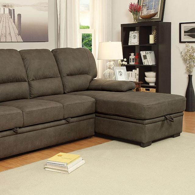 ALCESTER Brown Sectional w/ Sleeper, Ash Brown image