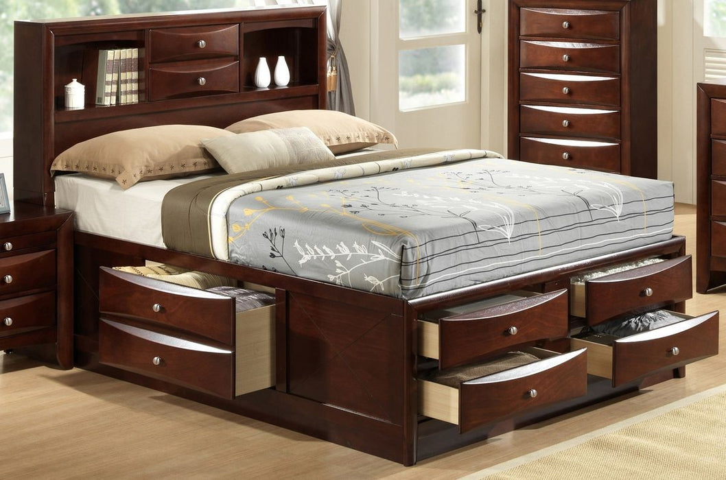 Crown Mark Furniture Emily Captain's King Bed in Rich Cherry