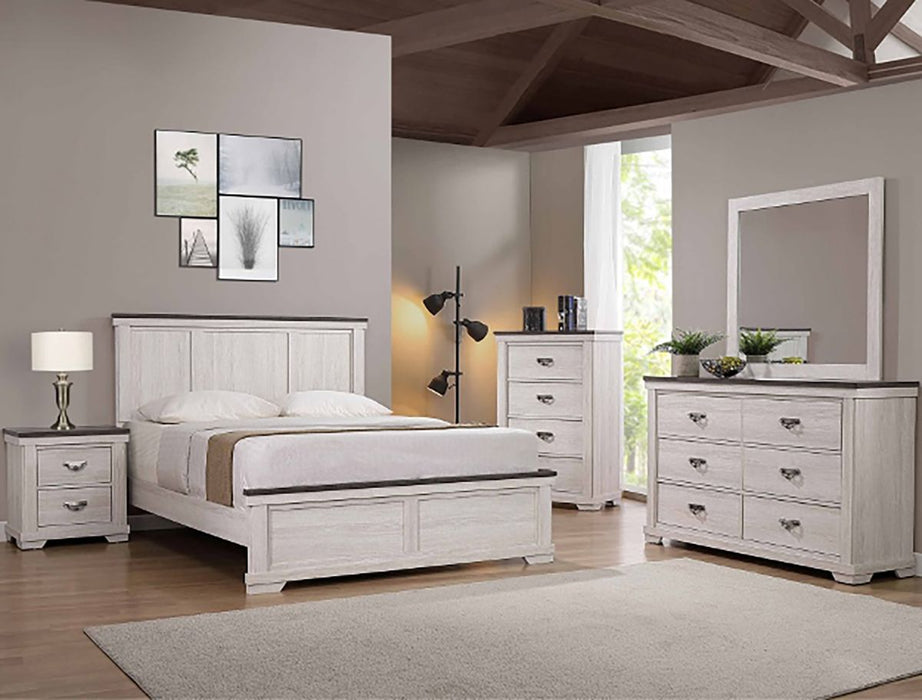 Crown Mark Furniture Leighton King Panel Bed in White B8180-K