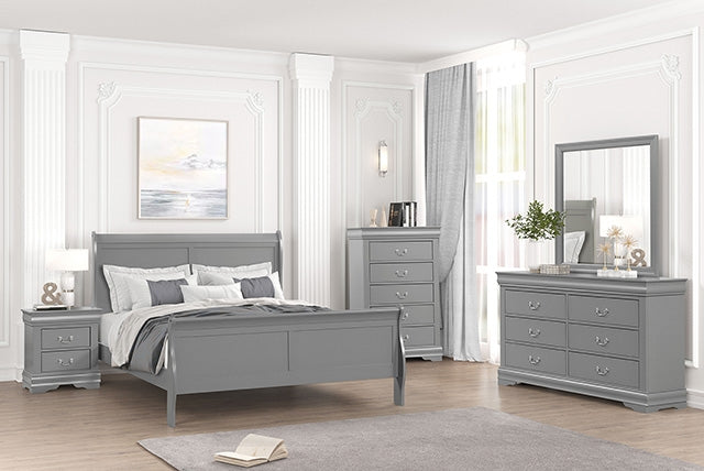 Louis Philippe Full, Twin, Full, & King Bed Black, Grey, Brown & White