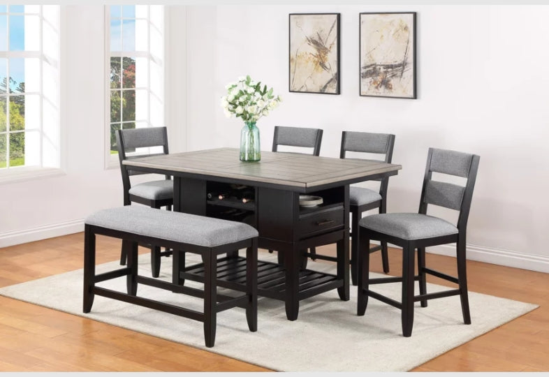 Crown Mark Furniture Frey Counter Height Bench in Dark Brown